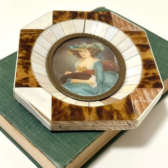 COPY - Antique Vintage French Royal Lady Miniature Painting - Picture 1 of 7